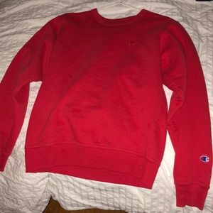red champion crew neck hoodie